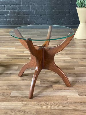 Pair of Mid-Century Modern Sculpted Walnut & Glass Side Tables, c.1960’s