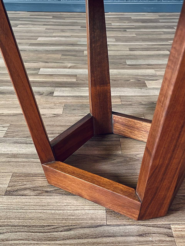 Mid-Century Modern Round Walnut Side Table w/ Sculpted Base, c.1960’s