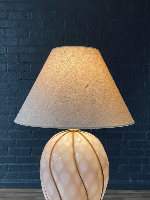 Mid-Century Modern Italian Murano Glass & Brass Table Lamp by Marbro, c.1960’s
