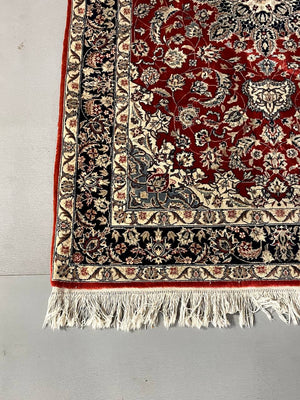 Vintage Persian Hand-Knotted Wool Floral Medallion Area Rug, c.1960's
