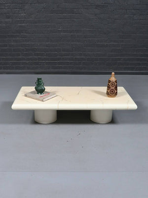 Italian Modern Coffee Table With Double Pedestal Base, c.1980's
