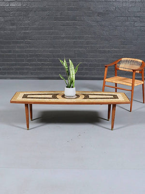 Mid Century Modern Geometric Mosaic Tile Top Coffee Table, c.1960's