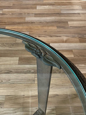 Art Deco Patinated Steel & Glass Side Table, c.1940’s