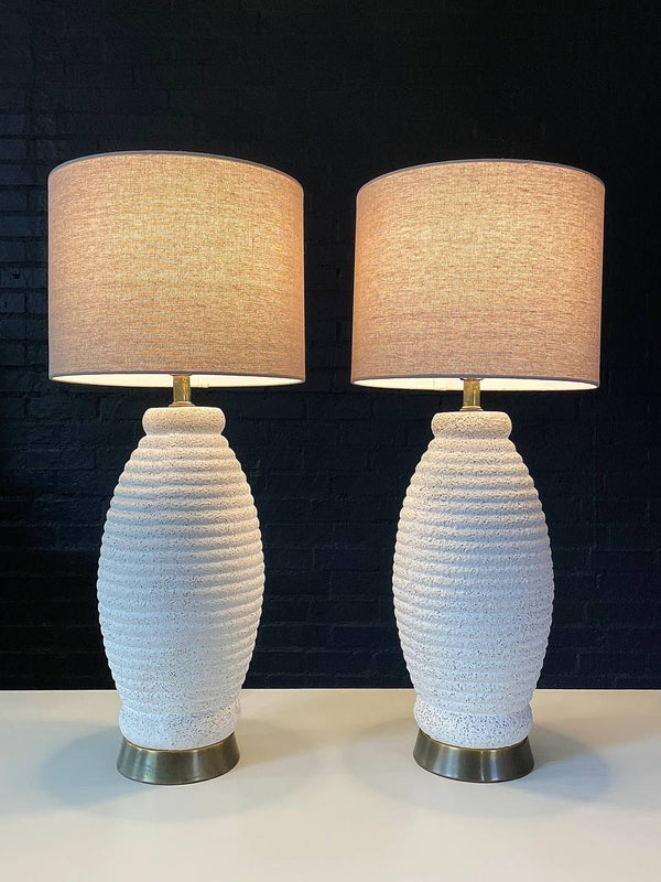 Pair of Mid-Century Modern Gesso & Brass Accent Table Lamps, c.1960’s