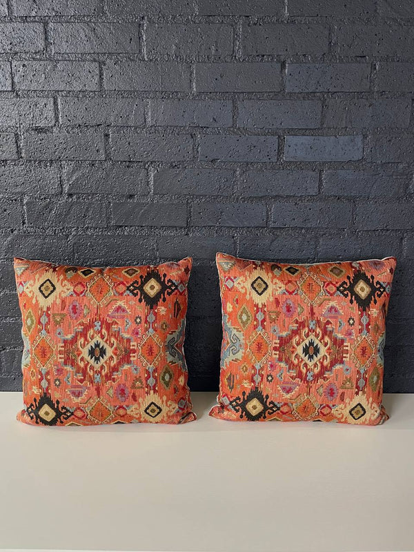 Pair of Antique Italian Decorative Square Textile Pillow Set, c.1920’s