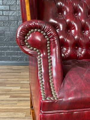 Vintage English Chesterfield Style Tufted Oxblood Wingback Chair, c.1960’s