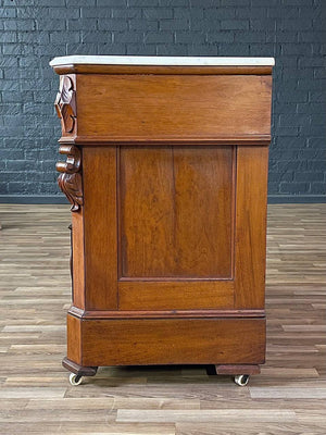 Antique American Walnut Marble Top Chest with Four Drawers, c.1900’s