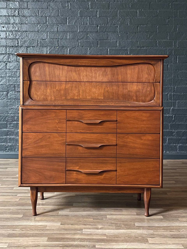 Mid-Century Modern Walnut Highboy Dresser by Unagusta, c.1960’s