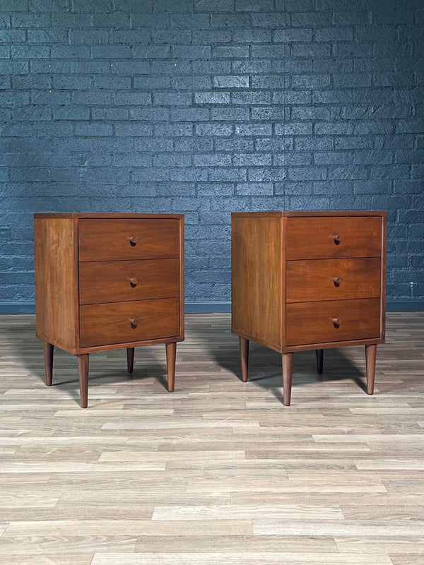 Pair of Mid-Century Modern 3-Drawer Walnut Night Stands, c.1960’s