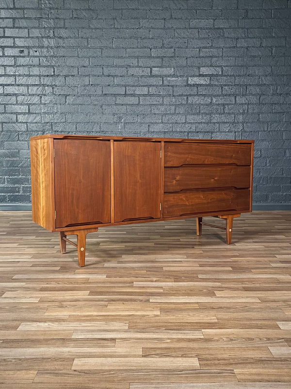 Mid-Century Modern Sculpted Walnut Credenza by Stanley, c.1960’s