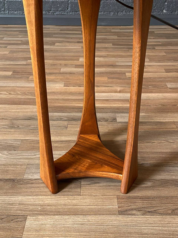 Mid-Century Sculpted Walnut Floor Lamp w/ Side Table, c.1960’s