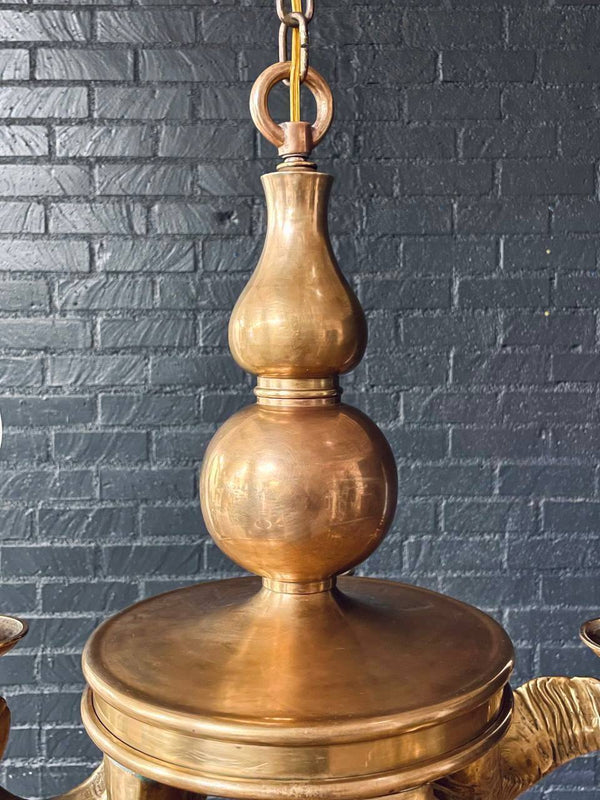 Mid-Century Modern Brass Ram Horn Chandelier by Chapman, c.1960’s