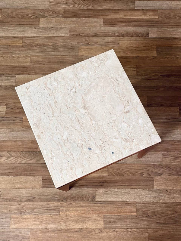 Mid-Century Modern Sculpted Walnut Side Table w/ Marble Top, c.1960’s
