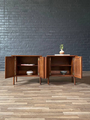 Pair of Mid-Century Modern Walnut Night Stands w/ Cane Doors, c.1960’s