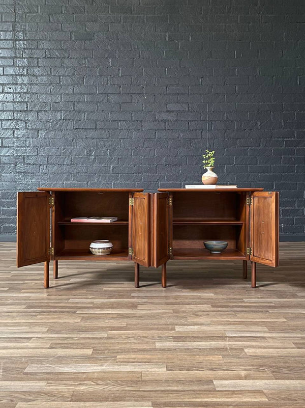 Pair of Mid-Century Modern Walnut Night Stands w/ Cane Doors, c.1960’s