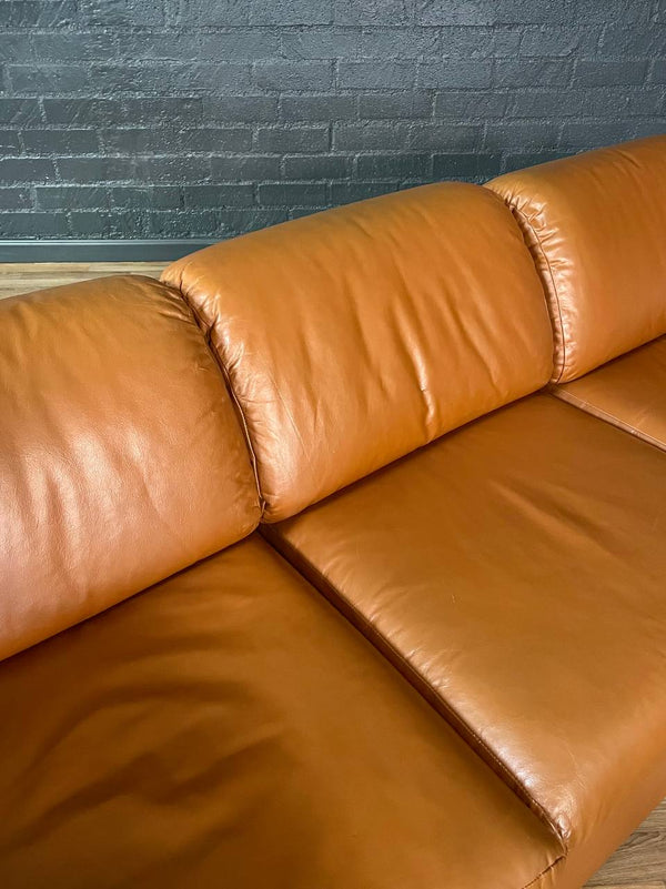Post Modern Modular Caramel Leather Sofa, c.1980’s
