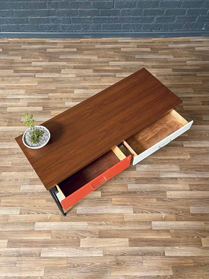 Mid-Century Modern Two-Tone Lacquered & Walnut Writing Desk, c.1960’s