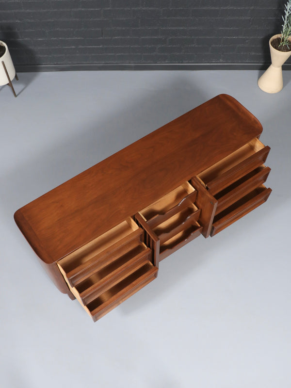 American of Martinsville 9-Drawer Walnut Dresser, c.1950’s