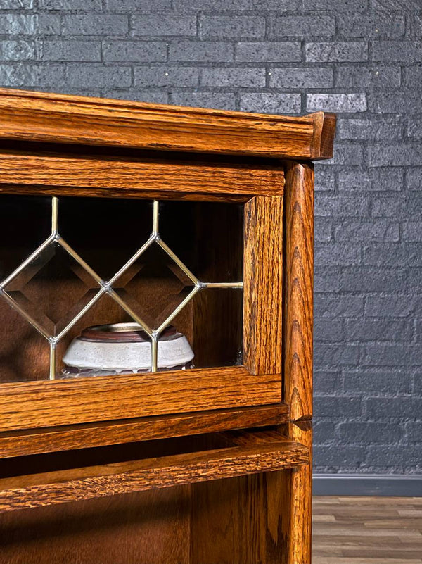 Vintage Barristers Oak & Glass 3-Tier Bookcase Shelf Cabinet, c.1960’s
