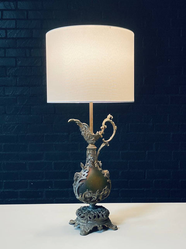 Pair of French Rococo Style Gilt Metal Table Lamps, c.1930’s