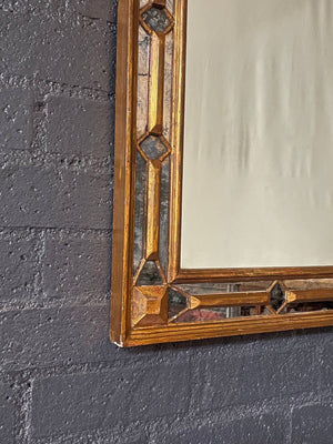 Antique Spanish Colonial Gilded Mirror w/ Distressed Glass, c.1950’s