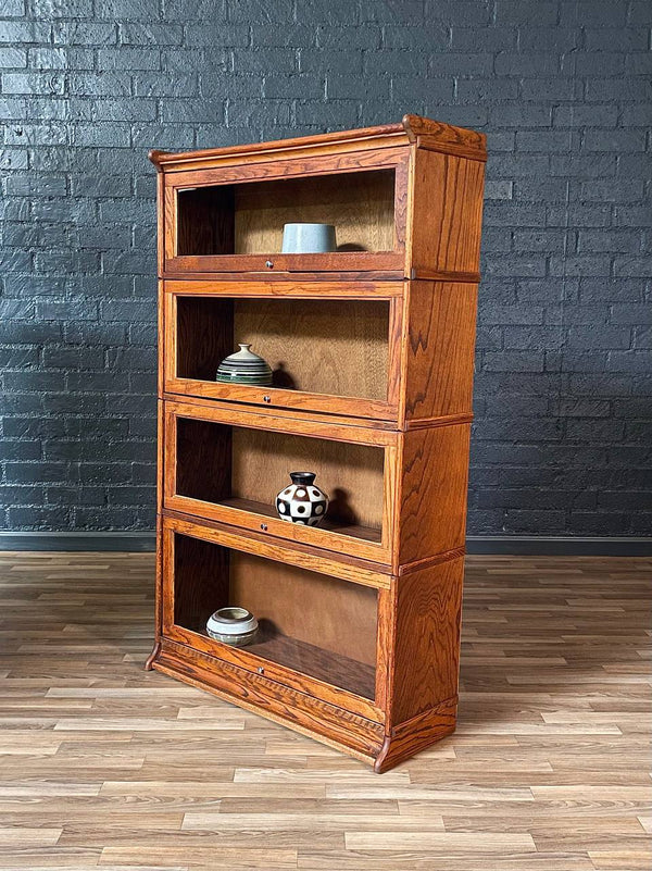 Vintage Barristers Oak Bookcase w/ Glass Sliding Doors