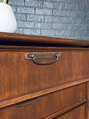 Mid-Century Modern 9-Drawer Sculpted Walnut Dresser by United Furniture, c.1960’s