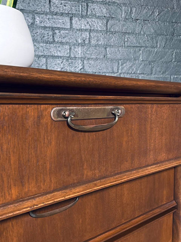 Mid-Century Modern 9-Drawer Sculpted Walnut Dresser by United Furniture, c.1960’s