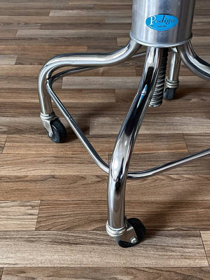 Mid-Century Industrial Chrome Adjustable Drafting Green Stool by Pedigo, c.1960’s
