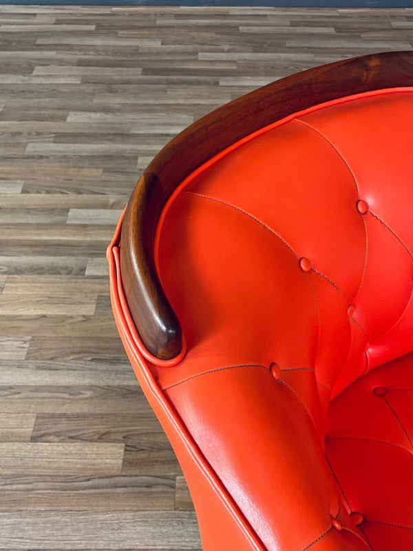 Pair of Mid-Century Californian Modern Orange Tufted Club Chairs, c.1960’s
