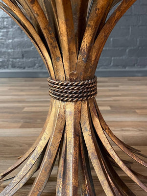 Italian Mid-Century Hollywood Regency Sheaf of Wheat Side Table w/ Glass Top, c.1950’s