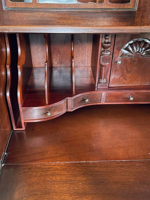 Colonial Revival Secretary Desk w/ Glass Bookcase, c.1950’s