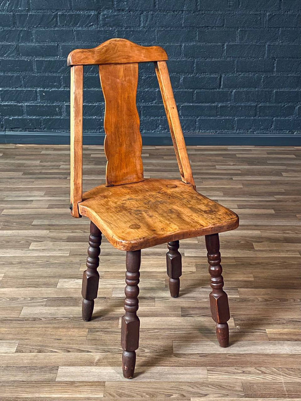 Californian Monterey Spanish Revival Maple Side Chair w/ Turned Legs, c.1920’s