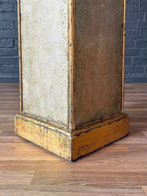 Hollywood Regency Giltwood Pedestal w/ Reverse Glass Panels, c.1960s