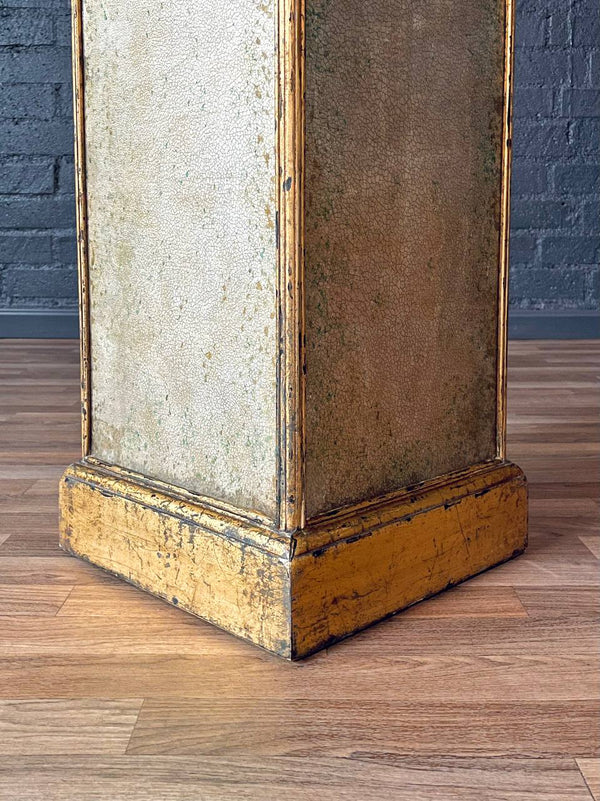 Hollywood Regency Giltwood Pedestal w/ Reverse Glass Panels, c.1960s