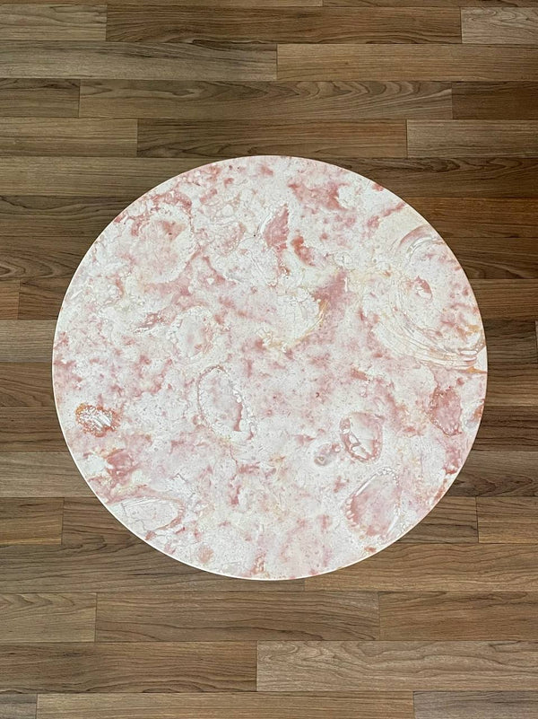 Italian Modern Pink Marble & Brass Side Table by Rene Brancusi, c.1960’s
