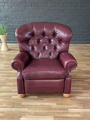 Ethan Allen Burgundy Leather Chesterfield Reclining Chair