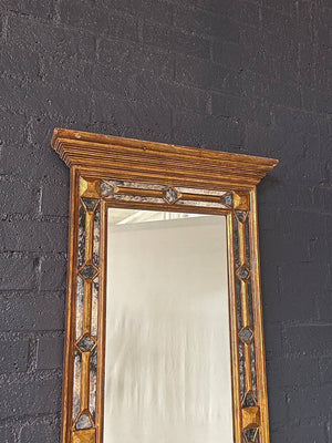 Antique Spanish Colonial Gilded Mirror w/ Distressed Glass, c.1950’s