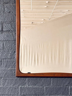 Mid-Century Modern Sculpted Walnut Wall Hanging Mirror, c.1960’s