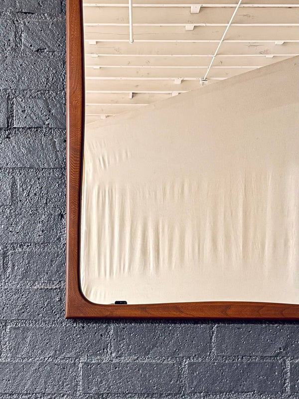 Mid-Century Modern Sculpted Walnut Wall Hanging Mirror, c.1960’s