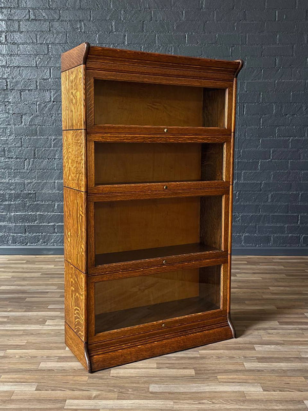 Antique Stackable Barristers Oak Bookcase w/ Glass Sliding Doors, c.1920’s