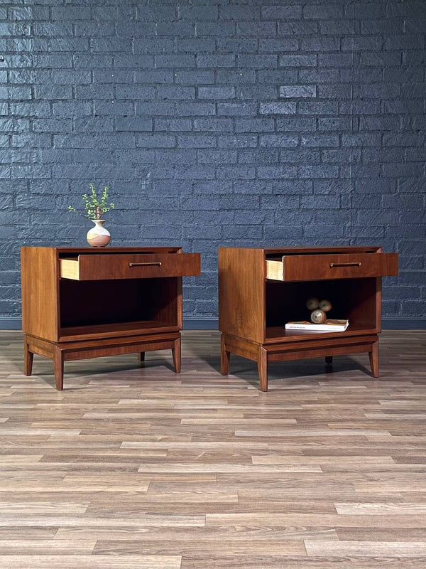 Pair of Mid-Century Modern Walnut Night Stands w/ Bookcase by Drexel, c.1960’s