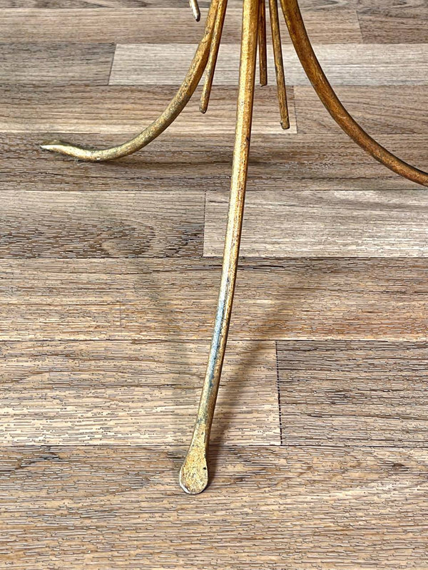 Italian Hollywood Regency Gilt-Metal Rose & Leaf Side Table w/ Glass Top, c.1960’s
