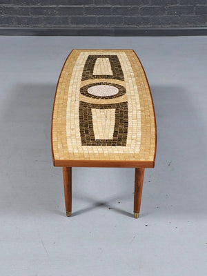Mid Century Modern Geometric Mosaic Tile Top Coffee Table, c.1960's