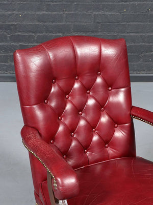Pair of American Regency Revival Tufted Leather Armchairs, c.1970's