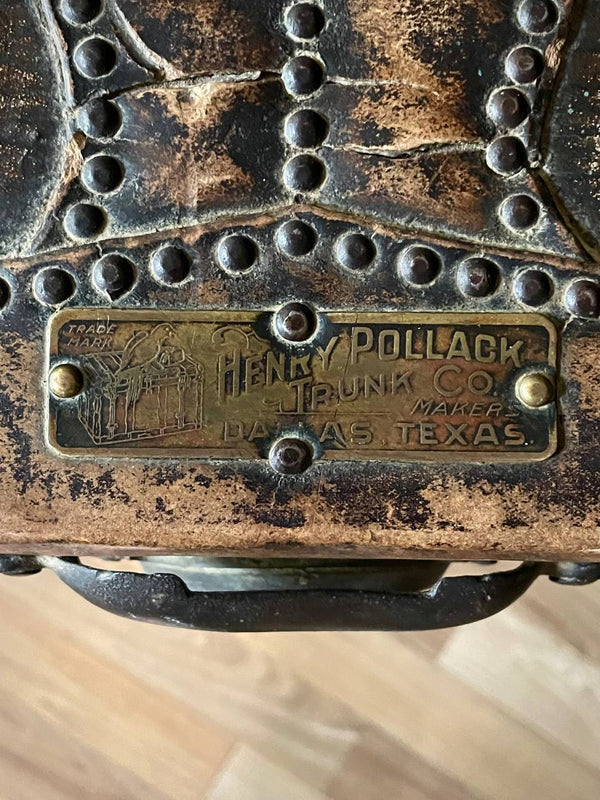 Antique Leather Steamer Trunk by Henry Pollack Trunk Co. c.1880