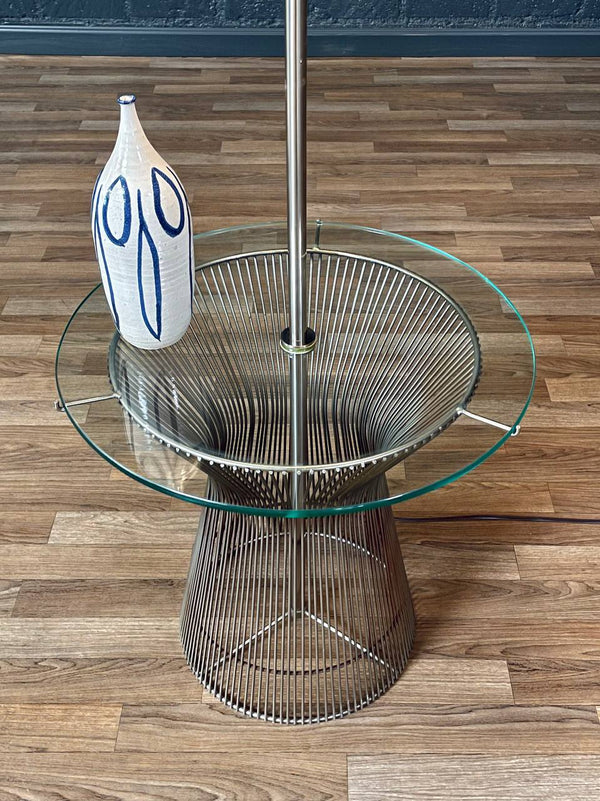 Laurel Wired Floor Lamp w/ Glass Side Table, c.1960’s