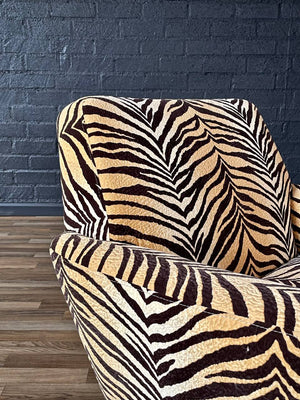 Mid-Century Modern Lounge Chair w/ Zebra Print Upholstery & Tapered Legs, c.1960’s