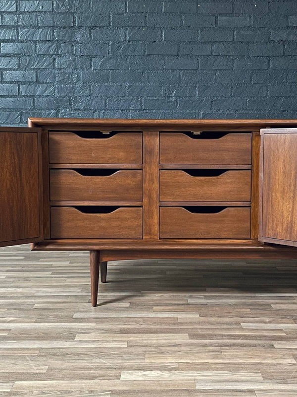 Mid-Century Modern 9-Drawer Sculpted Walnut Dresser by United Furniture, c.1960’s