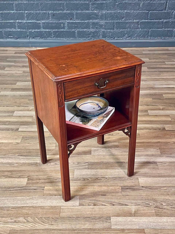Pair of American Colonial Style Mahogany Night Stands w/ Bookcase, c.1930’s